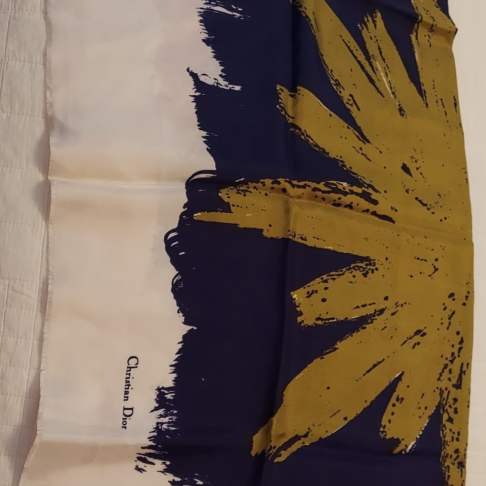 Christian Dior Navy and Olive Green Scarf - Picture 3 of 5